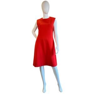 1960s Vintage Red Mod Textured A-Line Sleeveless Dress | Handmade